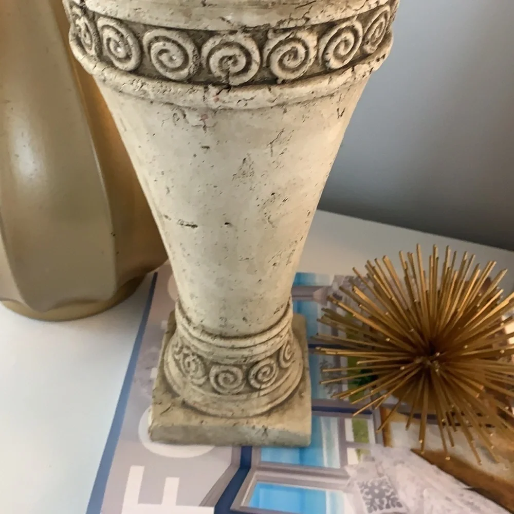 BEAUTIFUL Ornate SCROLLED‎ Cement VASE stone